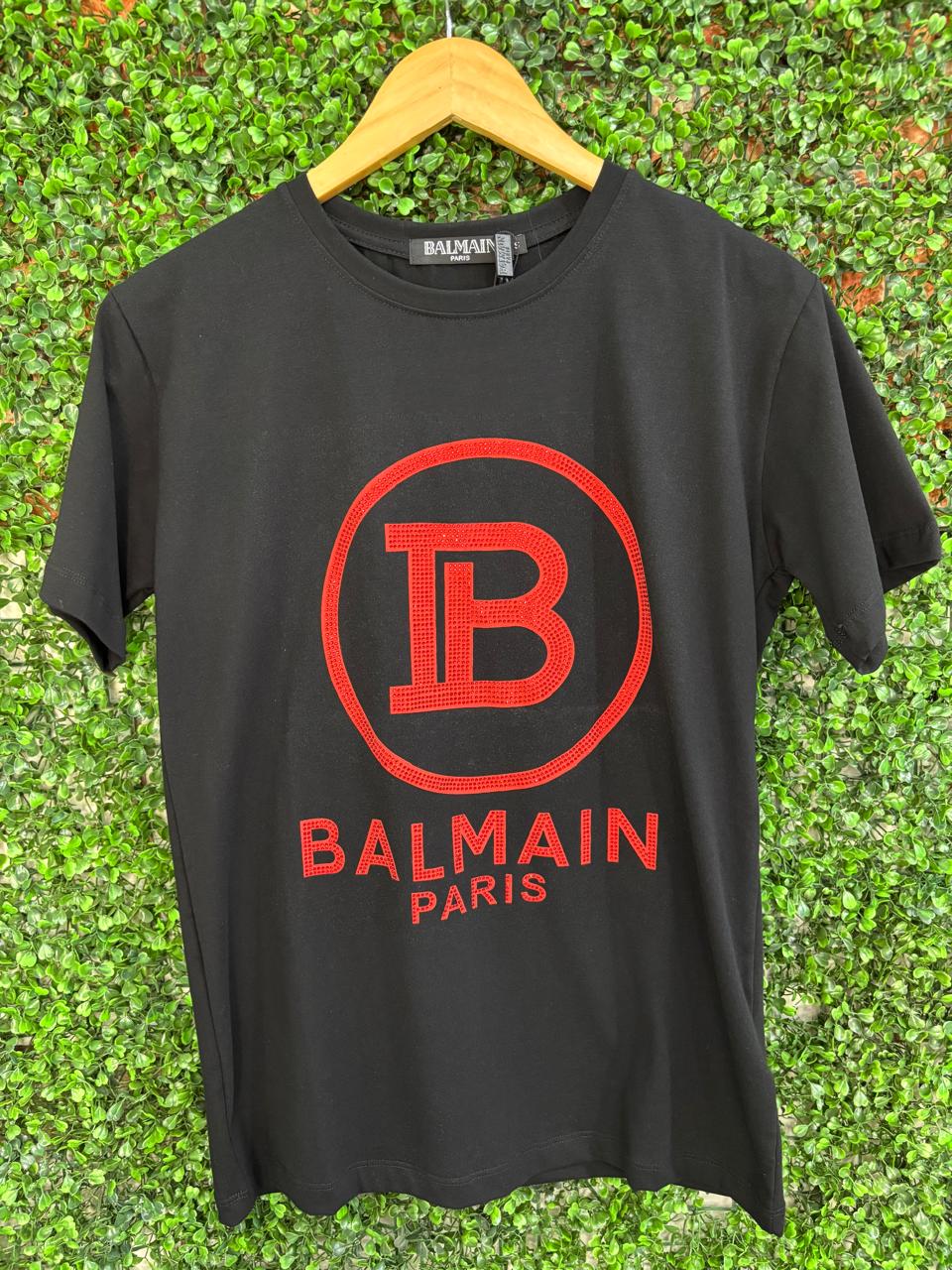 Camiseta Balmain Paris Logo Vermelho