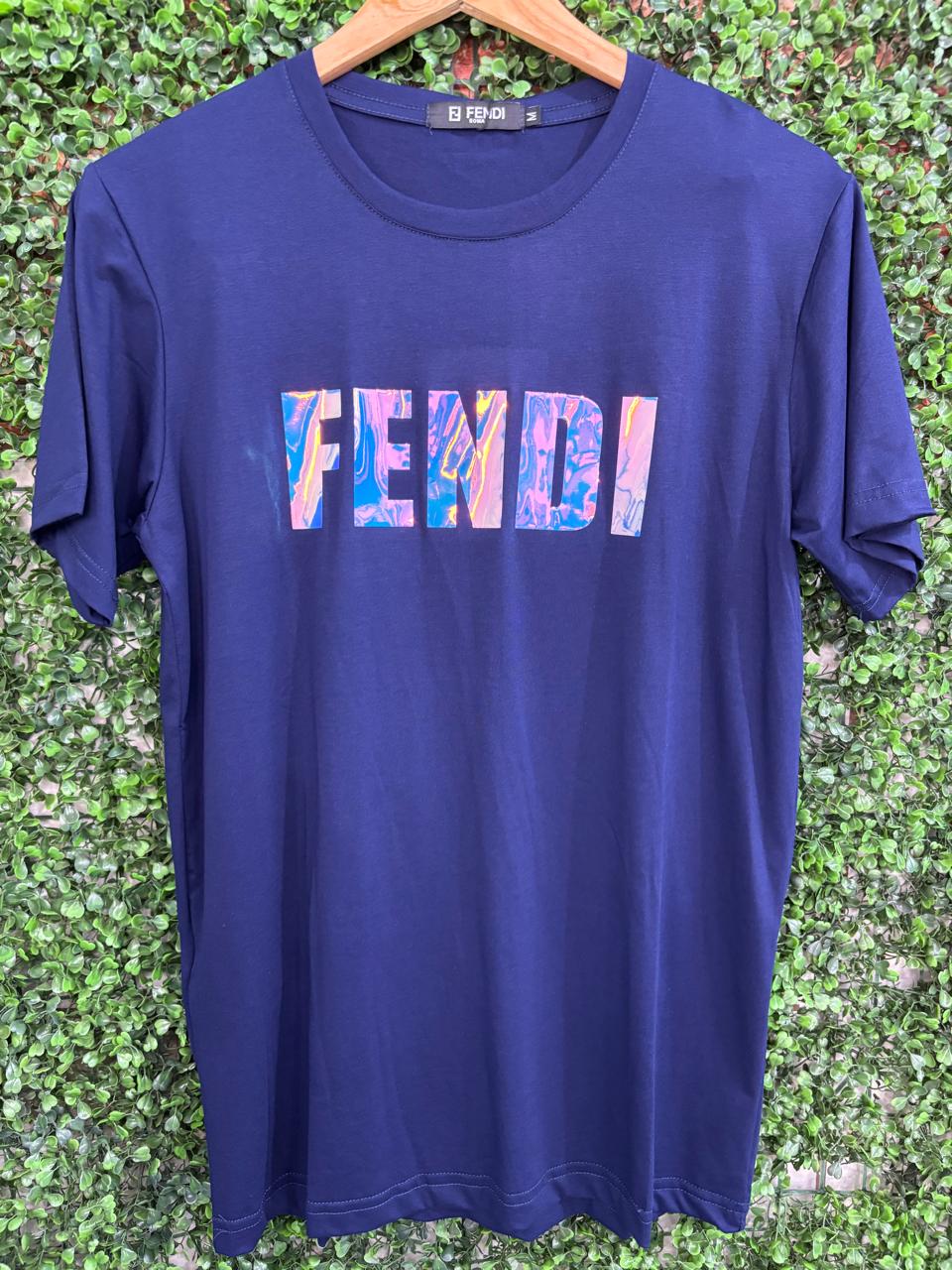 Camiseta Fendi Holográfica Azul